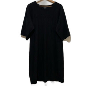Talbots Pure Merino Wool Black Sweater Dress size large